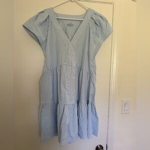 Vineyard Vines Sophie Harbor Dress, Blue & White Seersucker Performance fabric